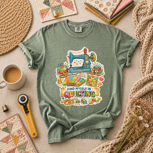 Find Myself In Quilting Sewing Machine T-Shirt