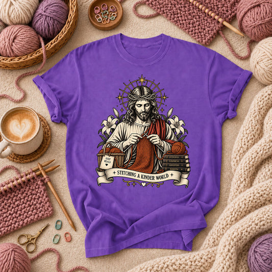 Jesus Stitching A Kinder World T-Shirt