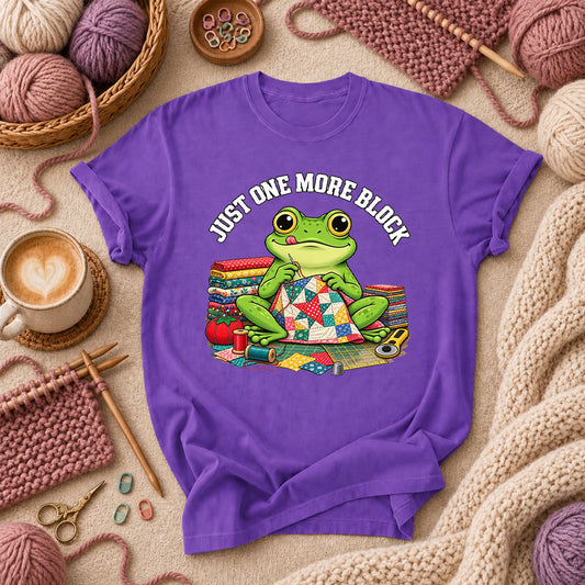 Just One More Block Frog Quilting T-Shirt