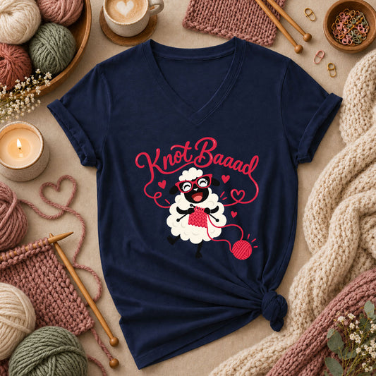 Knot Baaad Knitting Sheep Women's V-Neck