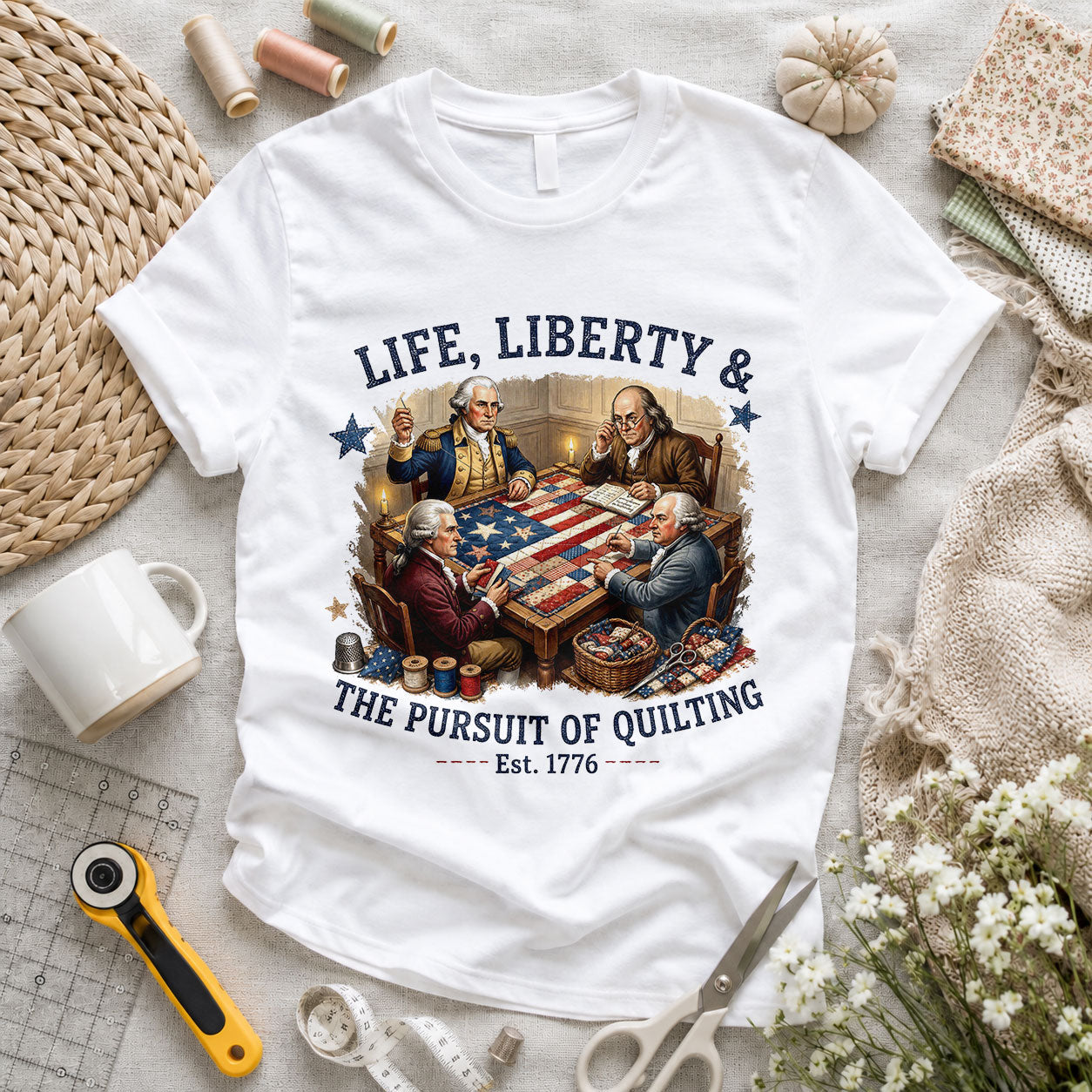 Love Sewing Machine American Flag Patriotic - Pink view 6