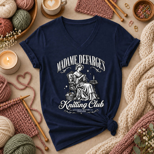 Madame Defarge's Knitting Club Women's V-Neck