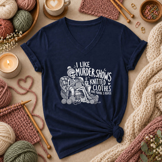 Murder Shows Knitted Clothes And 3 People Women's V-Neck