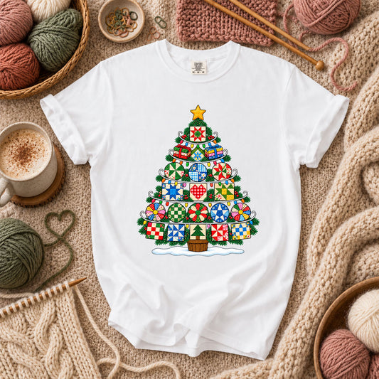 Quilt Block Christmas Tree With Star Topper T-Shirt