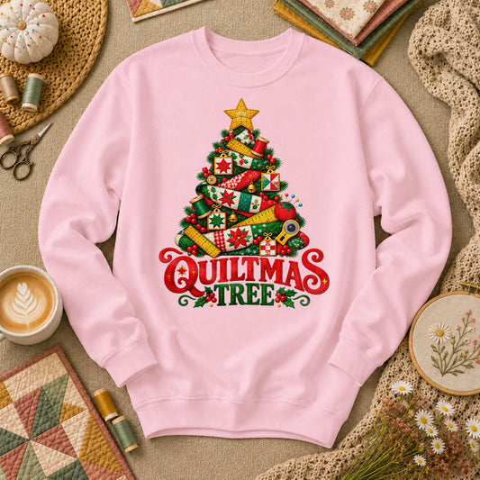 Quiltmas Tree Patchwork Fabric Christmas Tree Long Sleeve