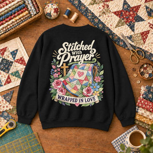 Stitched With Prayer Wrapped In Love Sweatshirt