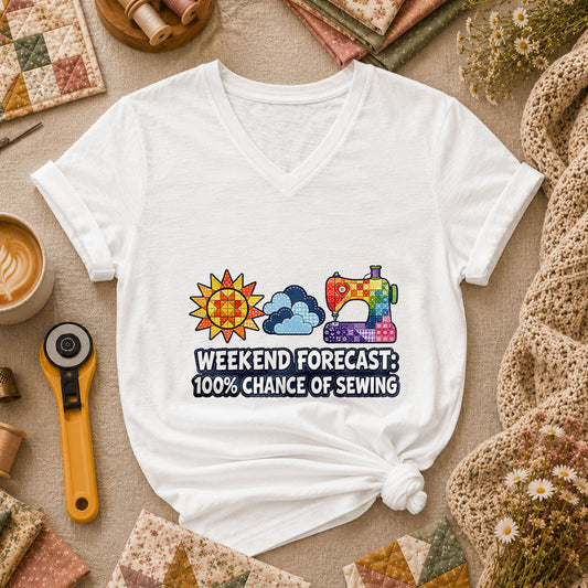 Weekend Forecast 100 Percent Chance Of Sewing Women's V-Neck