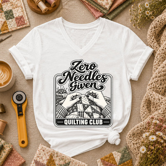 Zero Needles Given Quilting Club Women's V-Neck