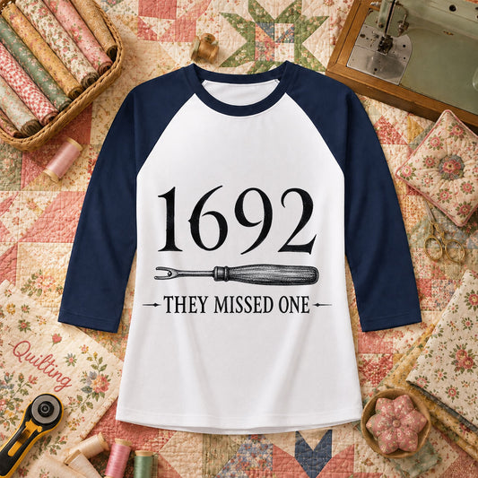 1692 They Missed One Witch Halloween Raglan Sleeve - Navy