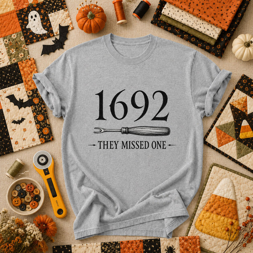 1692 They Missed One Witch Halloween T-Shirt - Athletic Heather