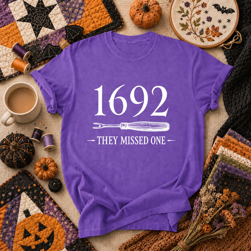 1692 They Missed One Witch Halloween T-Shirt - Heather Team Purple
