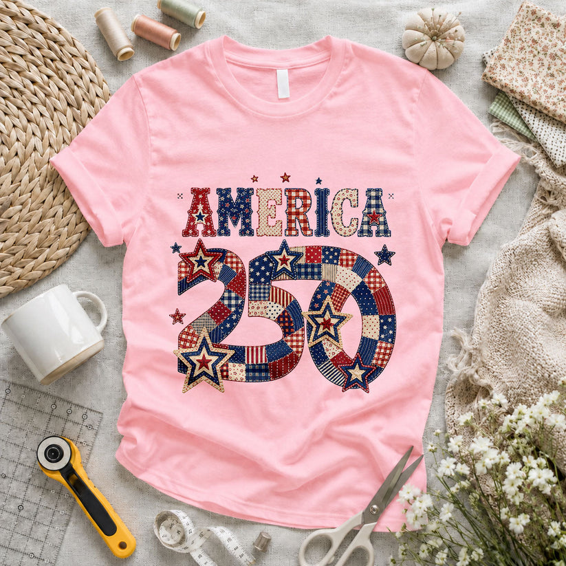 1776 Betsy Ross Flag Patchwork Stripes - Pink flatlay