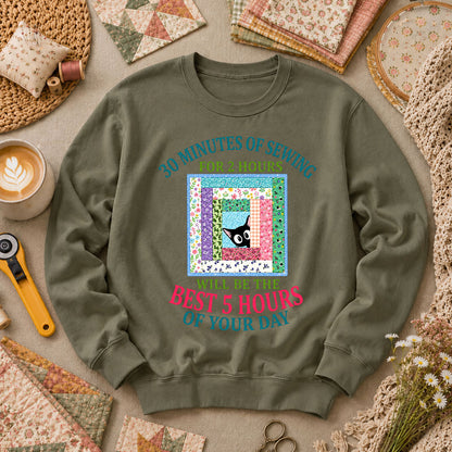 30 Minutes Of Sewing Best 5 Hours Of Day Long Sleeve - Military Green