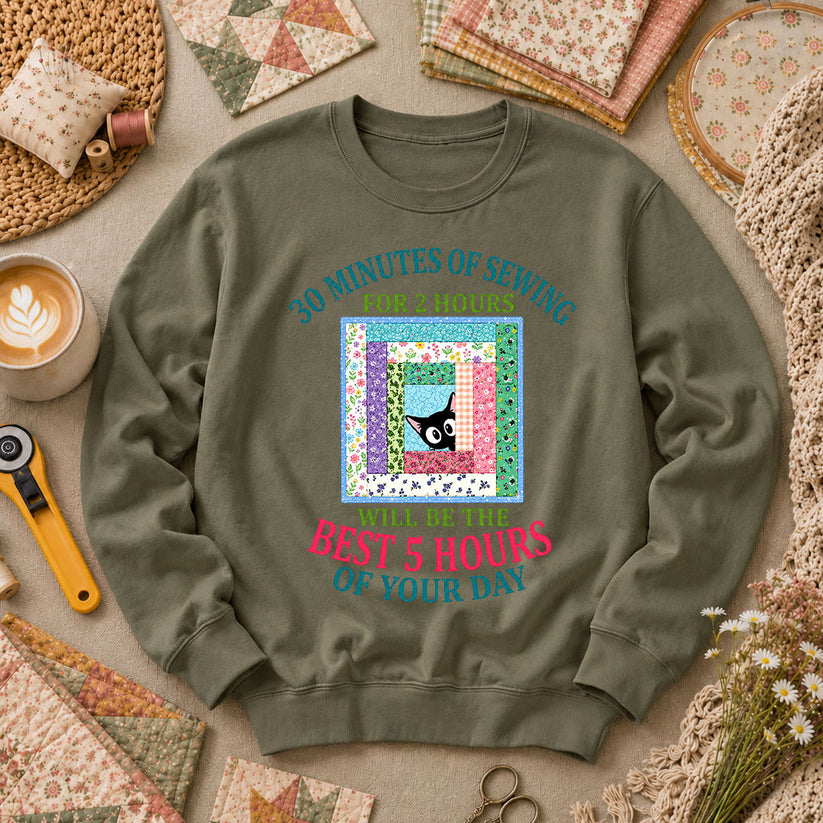 30 Minutes Of Sewing Best 5 Hours Of Day Long Sleeve - Military Green