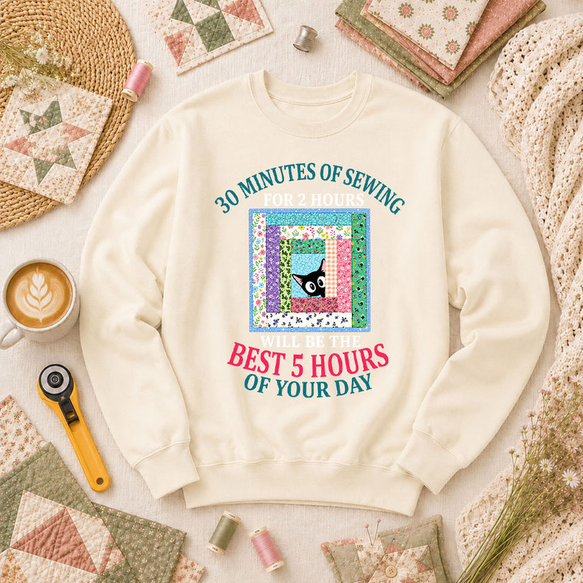 30 Minutes Of Sewing Best 5 Hours Of Day Long Sleeve - Natural