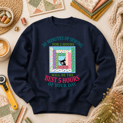 30 Minutes Of Sewing Best 5 Hours Of Day Long Sleeve - Navy