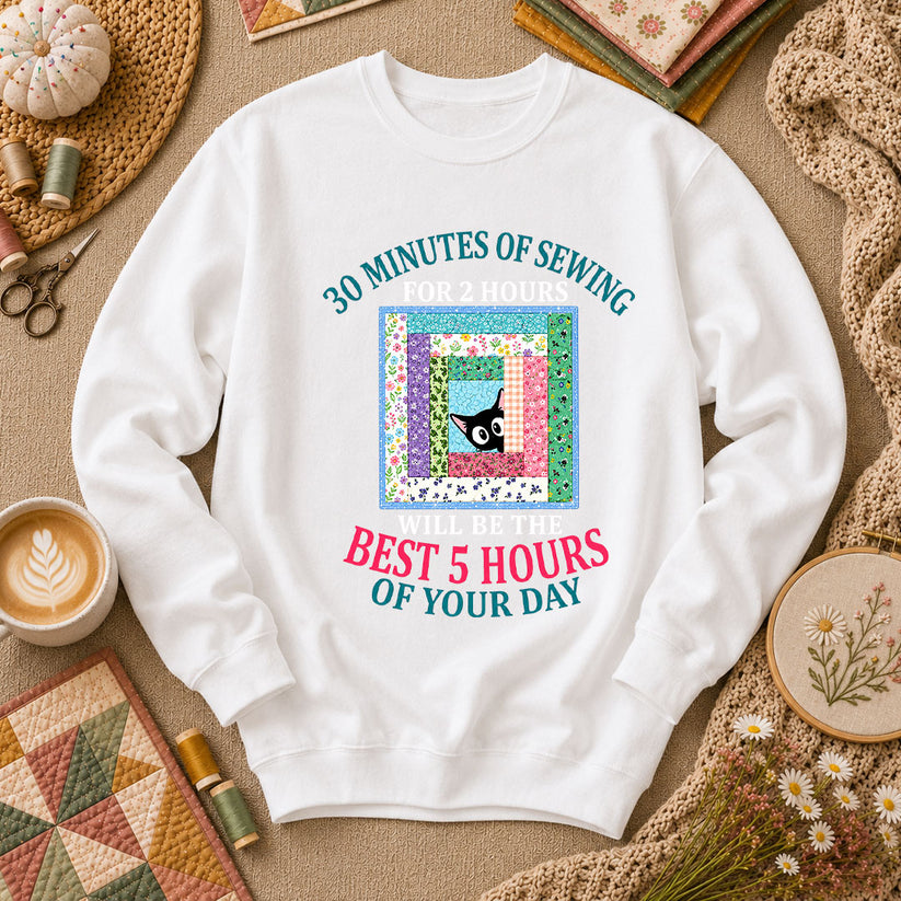 30 Minutes Of Sewing Best 5 Hours Of Day Long Sleeve - White