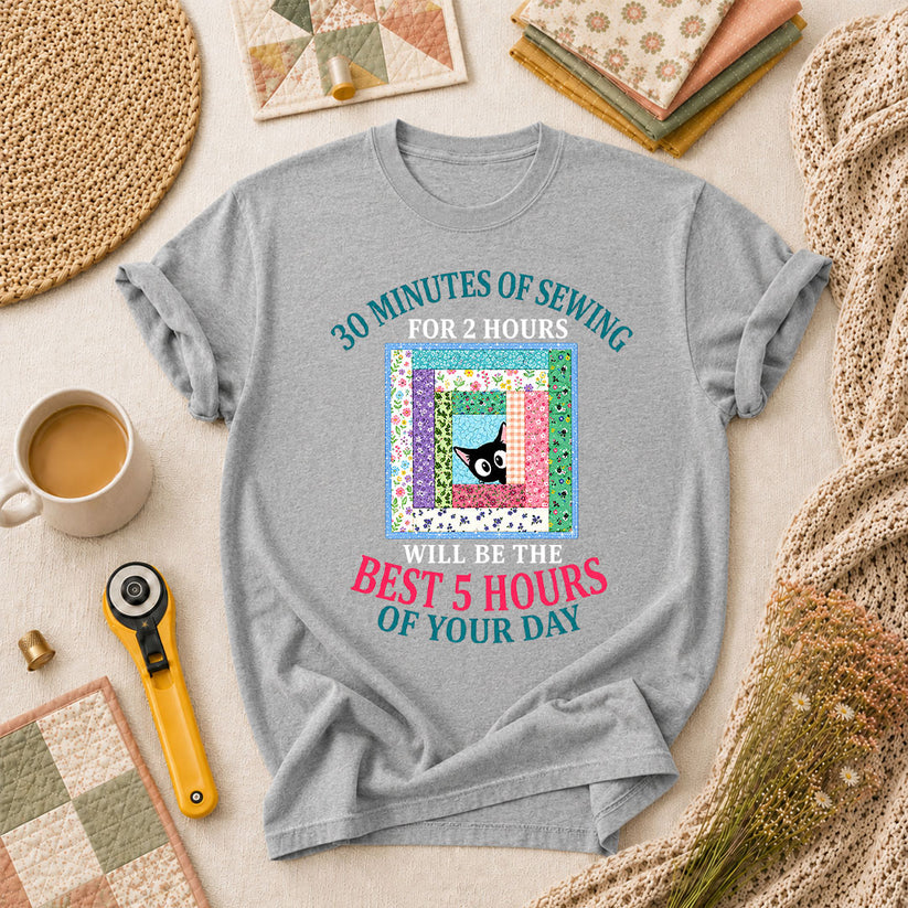 30 Minutes Of Sewing Best 5 Hours Of Day T-Shirt - Athletic Heather