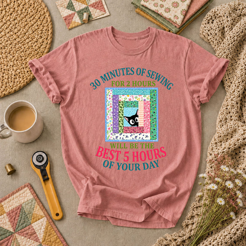 30 Minutes Of Sewing Best 5 Hours Of Day T-Shirt - Heather Mauve