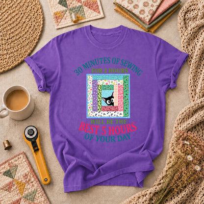 30 Minutes Of Sewing Best 5 Hours Of Day T-Shirt - Heather Team Purple