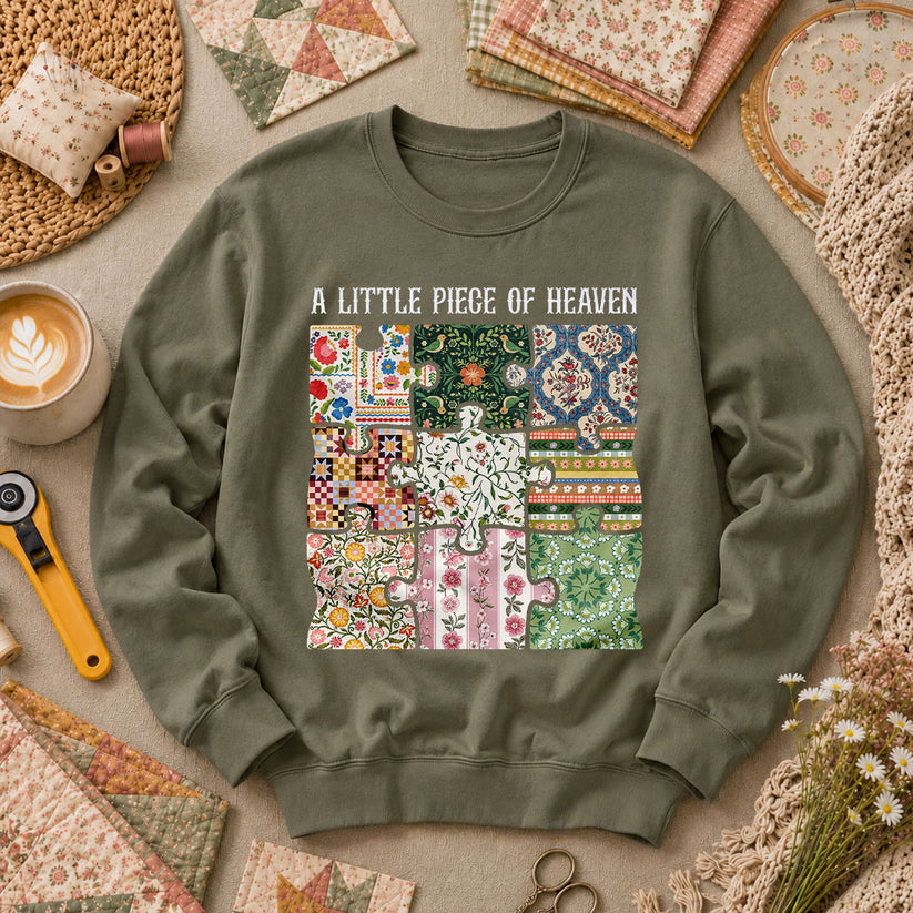 A Little Piece Of Heaven Quilt Long Sleeve - Military Green