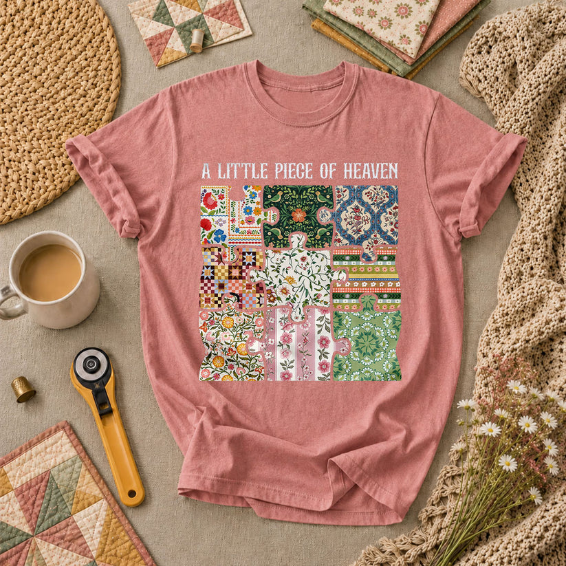 A Little Piece Of Heaven Quilt T-Shirt - Heather Mauve
