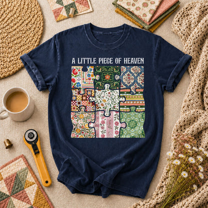 A Little Piece Of Heaven Quilt T-Shirt - Navy