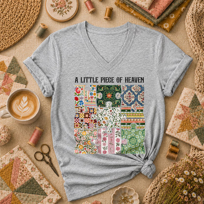 A Little Piece Of Heaven Quilt Women's V-Neck - Sport Grey