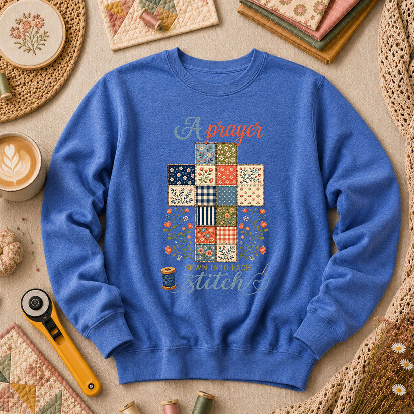 A Prayer Sewn Into Each Stitch Long Sleeve - Heather True Royal