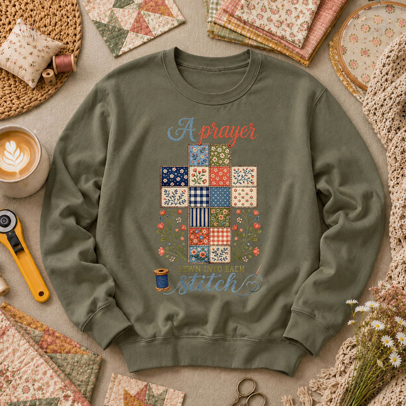 A Prayer Sewn Into Each Stitch Long Sleeve - Military Green