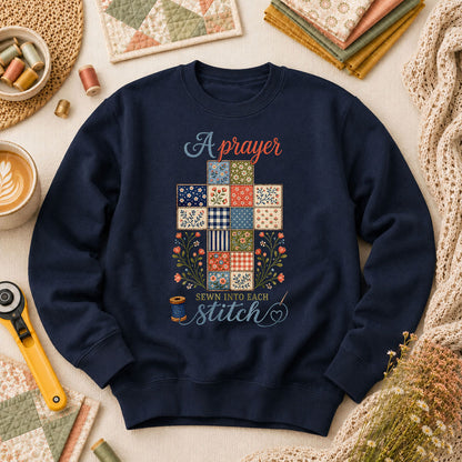 A Prayer Sewn Into Each Stitch Long Sleeve - Navy