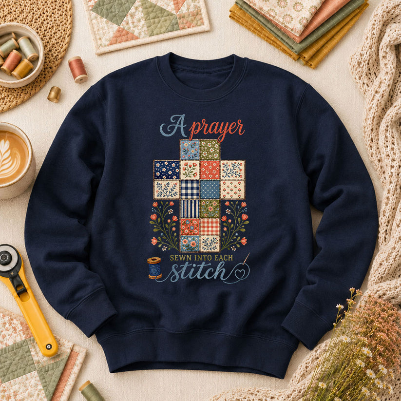 A Prayer Sewn Into Each Stitch Long Sleeve - Navy