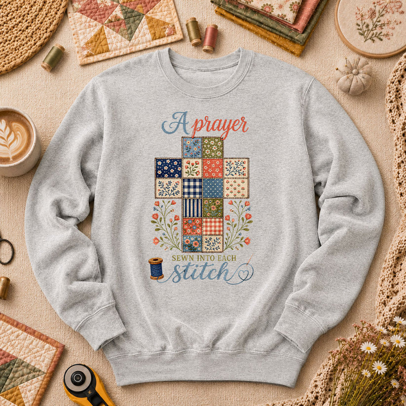A Prayer Sewn Into Each Stitch Long Sleeve - Sport Grey