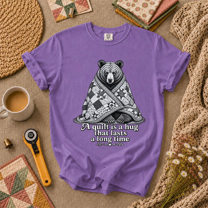A Quilt Is A Hug That Lasts A Long Time Bear T-Shirt - Heather Team Purple