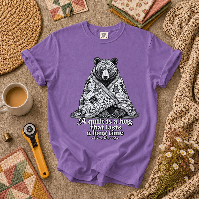 A Quilt Is A Hug That Lasts A Long Time Bear T-Shirt - Heather Team Purple