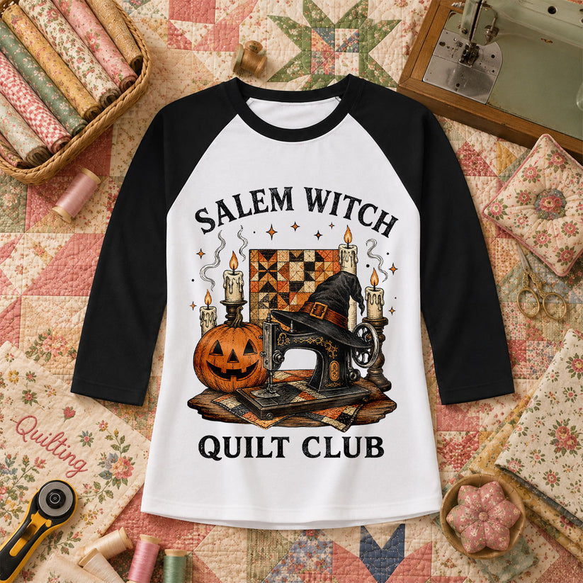 alem Witch Quilt Club Halloween Raglan Sleeve - Black