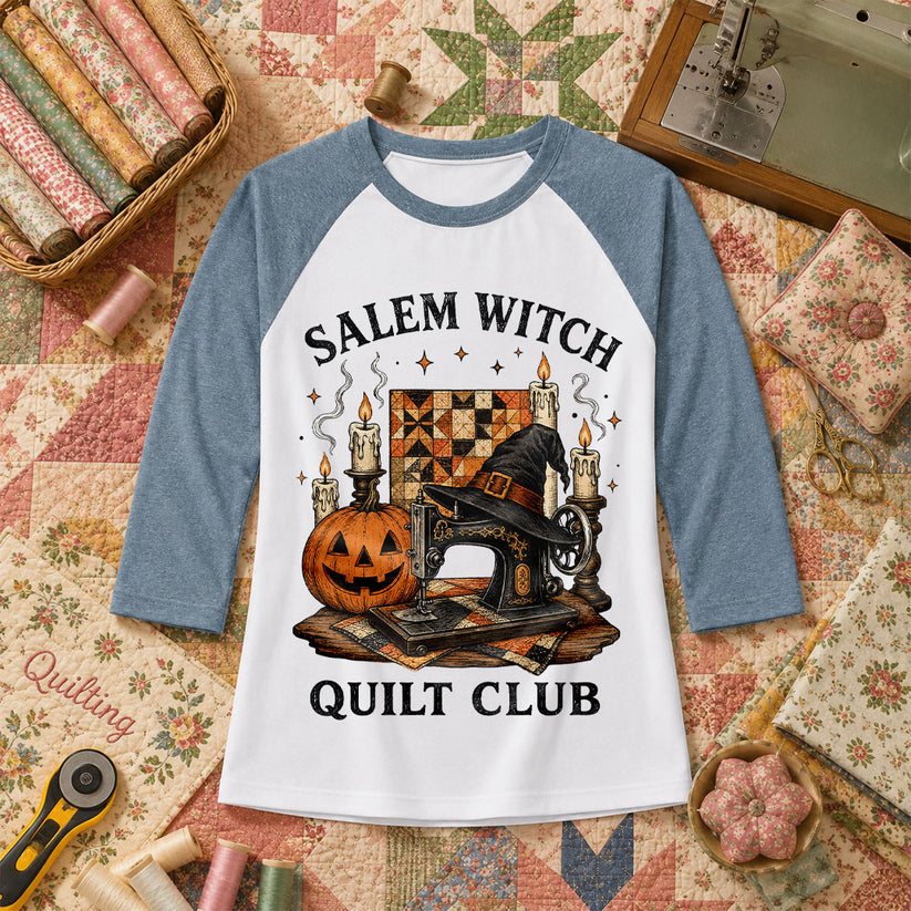 alem Witch Quilt Club Halloween Raglan Sleeve - Denim