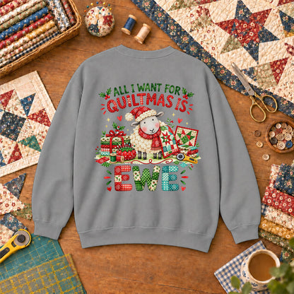 All I Want For Quiltmas Is Ewe Santa Hat Sheep Sweatshirt - Sport Grey