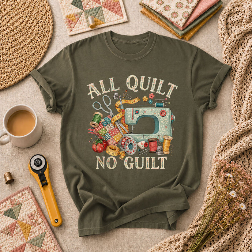 All Quilt No Guilt T-Shirt - Military Green