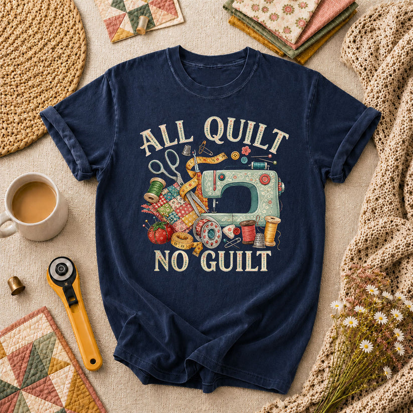 All Quilt No Guilt T-Shirt - Navy