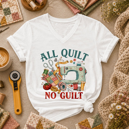 All Quilt No Guilt Women's V-Neck - White