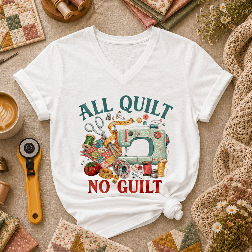 All Quilt No Guilt Women's V-Neck - White