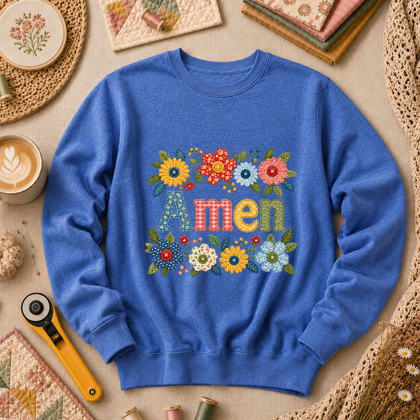 Amen Floral Quilted Long Sleeve - Heather True Royal
