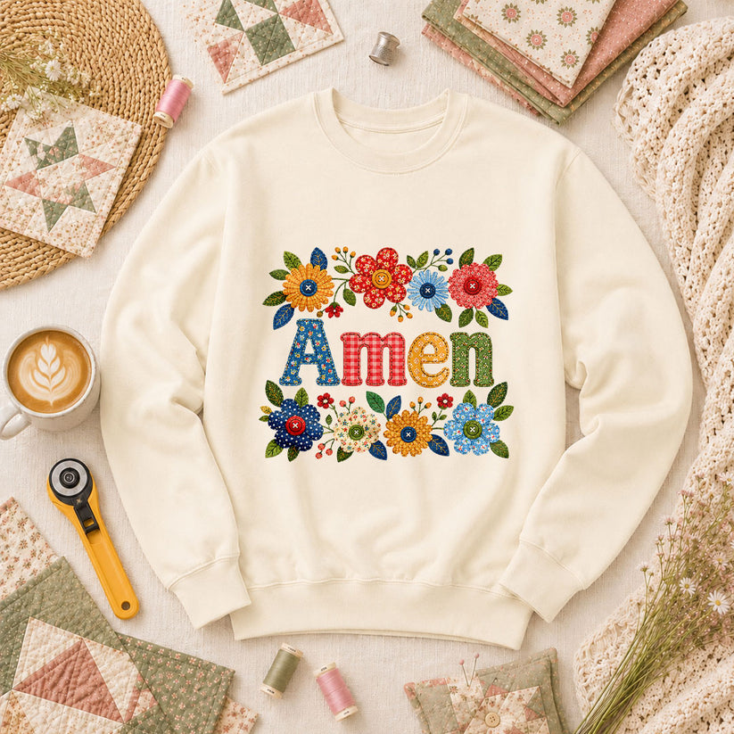 Amen Floral Quilted Long Sleeve - Natural