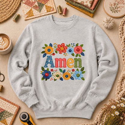 Amen Floral Quilted Long Sleeve - Sport Grey