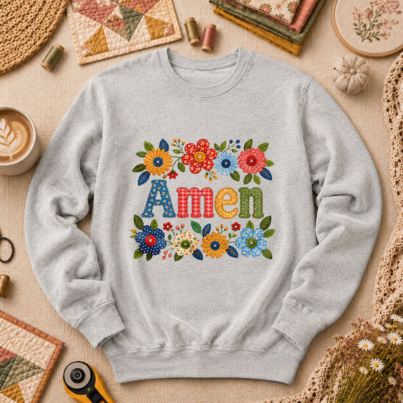 Amen Floral Quilted Long Sleeve - Sport Grey