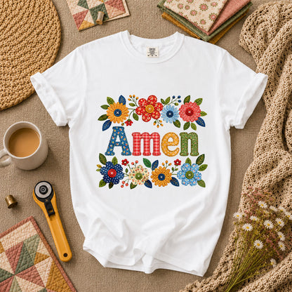 Amen Floral Quilted T-Shirt - White