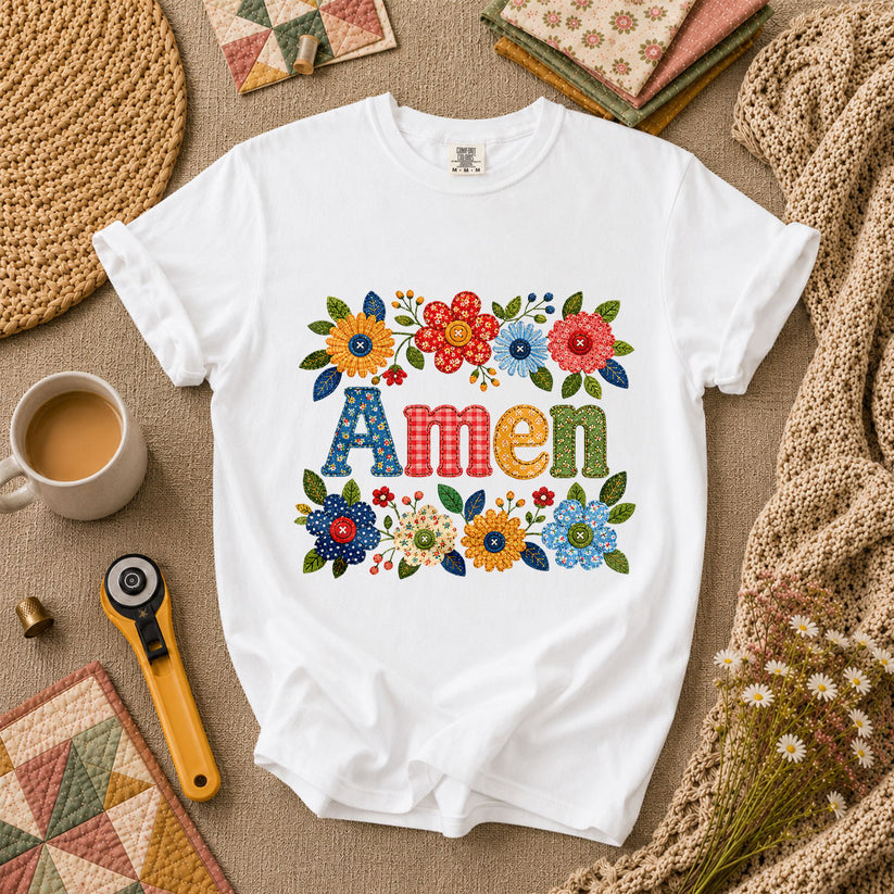 Amen Floral Quilted T-Shirt - White