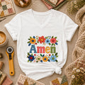 Amen Floral Quilted Women's V-Neck