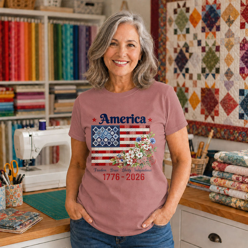 America 250 Patchwork Numbers Stars Quilted - Black view 4